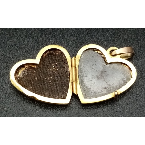 662 - A 9K Yellow Gold Heart Pendant. 1.54g total weight