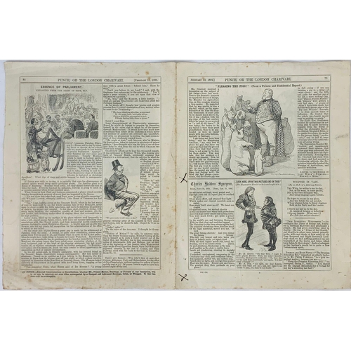 1267 - Four Antique Pieces of Original Punch Magazine Satire and Caricature. Including, Drop the Pilot - Th... 