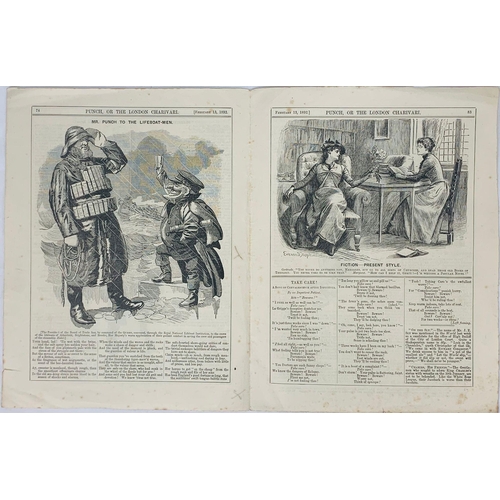 1267 - Four Antique Pieces of Original Punch Magazine Satire and Caricature. Including, Drop the Pilot - Th... 