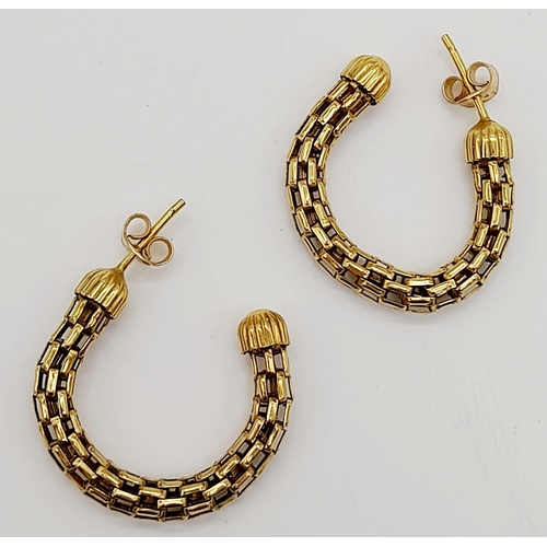 203 - A Pair of 14K Yellow Gold Intricate Link Hoop Earrings. 4.11g total weight.