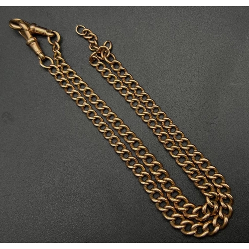 31 - An Antique 9K Rose Gold Albert Chain. Hallmark markings on each link. 45cm. 31.86g.