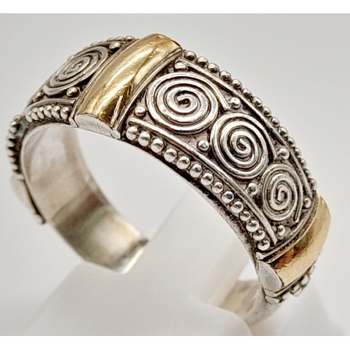 583 - Three 925 Silver and 18K Yellow Gold Band Rings. All size P.
16.2g total weight.