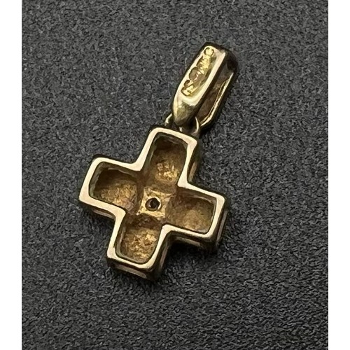 594 - 9K YELLOW GOLD DIAMOND SET CROSS PENDANT 1G