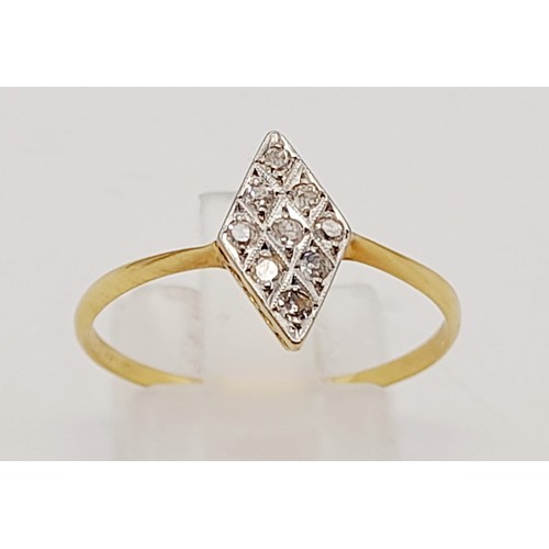 304 - 18K VINTAGE YELLOW GOLD DIAMOND SET RING 0.18CT 1.7G SIZE S