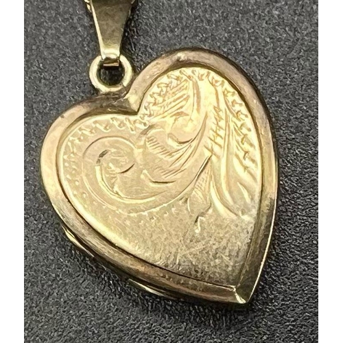 1386 - A 9K Yellow Gold Heart Locket Pendant on a 9K Yellow Gold Prince of Wales Link Necklace. 25mm and 50... 