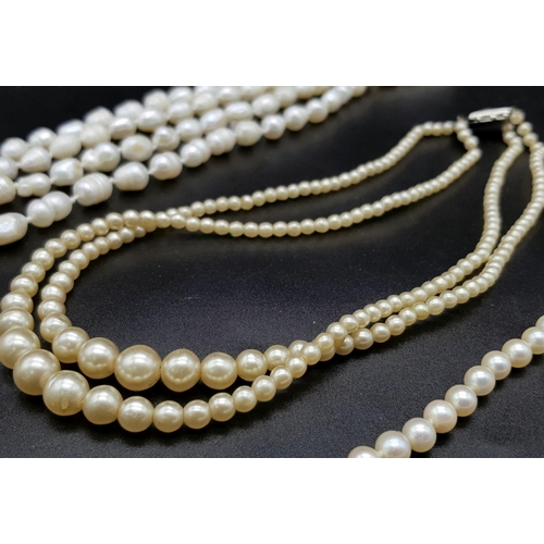 1477 - A Selection of 3 Different styles of Pearl Necklaces.