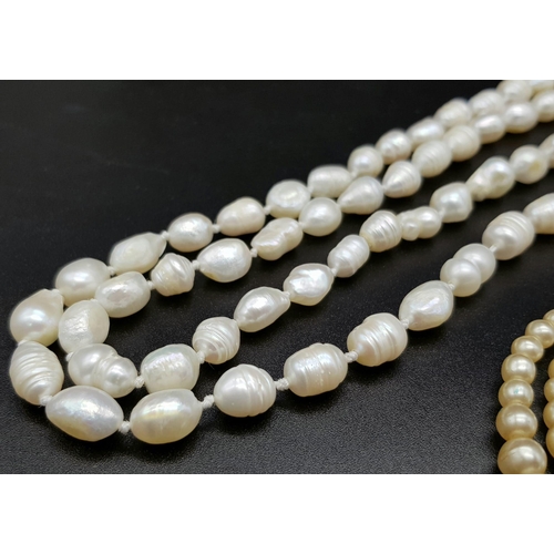 1477 - A Selection of 3 Different styles of Pearl Necklaces.