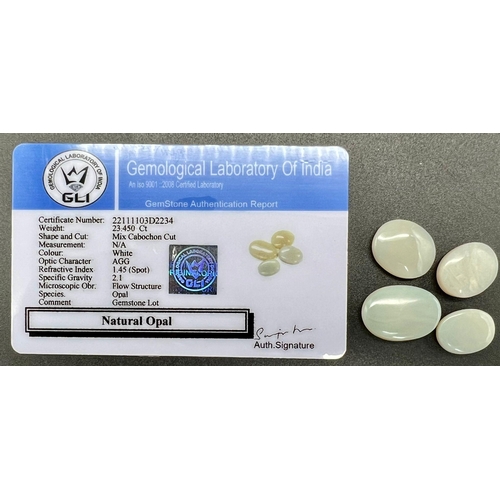 1505 - An Ethiopian. 23.45 Ct Natural Opal. White. Mix Cabochon Cut. Comes with GLI Certificate.