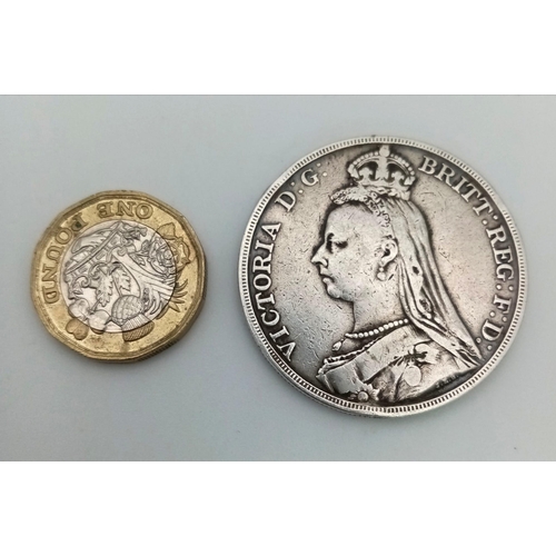 1277 - An 1889 Queen Victoria Silver Crown. Good definition but please see photos.