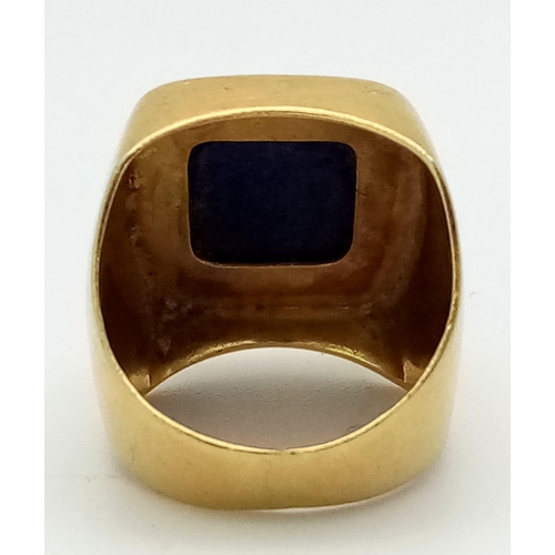 65 - A Vintage 18K Yellow Gold (tested) Lapis Lazuli Pinky Ring. High quality Afghanistan Lapis set in ri... 