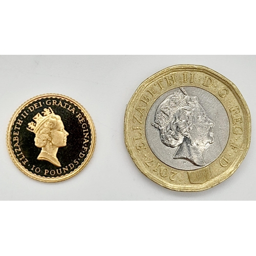 211 - A Royal Mint 1989 Britannia 1/10oz 22K Gold Coin. This limited edition proof coin (No. 1212) comes i... 