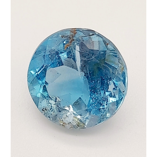 1378 - A 11.65ct Faceted Natural Blue Topaz, in a Round cut Shape. Come with the GLI Certificate