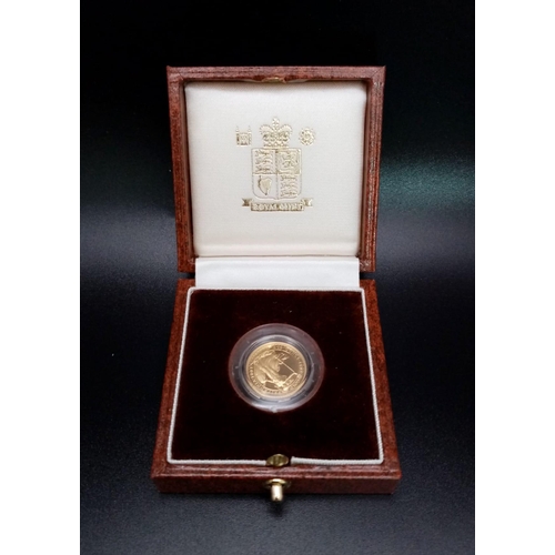 197 - A 1991 Britannia 1/10oz 22k Gold Coin. This limited edition proof coin (No. 0929) comes in its origi... 