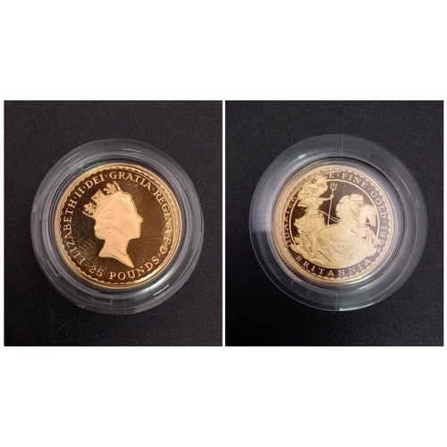 62 - A 1997 Royal Mint 22K Gold £25 Coin. This limited edition proof (No. 0419) coin comes in the origina... 