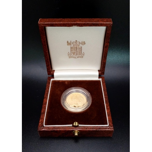 62 - A 1997 Royal Mint 22K Gold £25 Coin. This limited edition proof (No. 0419) coin comes in the origina... 