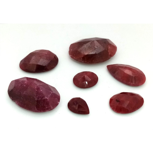 638 - A Lot of 7 pieces of  83.05ct Natural Rubies, in a Mixed Shapes. Color enhanced, earth mined rubies.