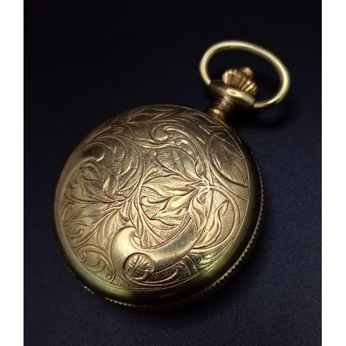 646 - A Beautiful Vintage Caravelle Miniature Gold Plated Hunter Pocket Watch. Top winder. 33mm diameter. ... 