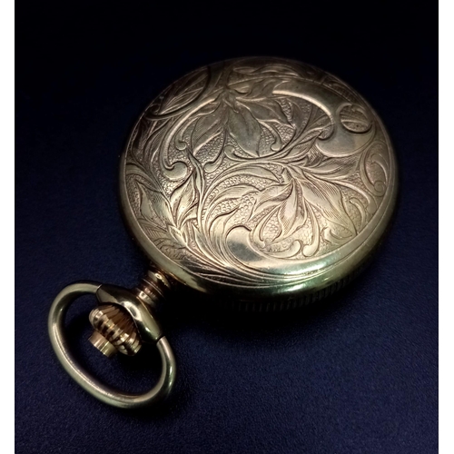 646 - A Beautiful Vintage Caravelle Miniature Gold Plated Hunter Pocket Watch. Top winder. 33mm diameter. ... 