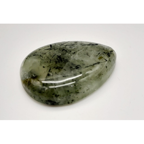 659 - A 24.30ct Natural Prehnite, in a Pear Cabochon Shape. Come with the GLI Certificate