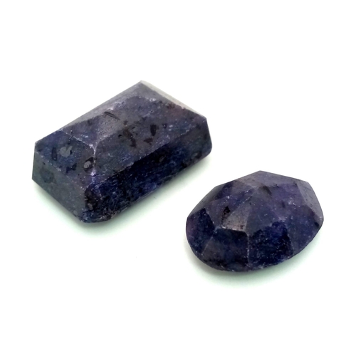 734 - Lot of 2 Blue Sapphires. Include: A 68.95ct Rectangle step cut(23.8 17.7x 13.8 x 10.6mm) and A 21.9 ... 