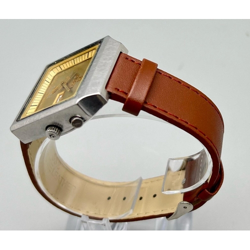 784 - A Vintage Ricoh 21 Jewel Automatic Gents Watch. Brown leather strap. Stainless steel case - 34mm. Go... 