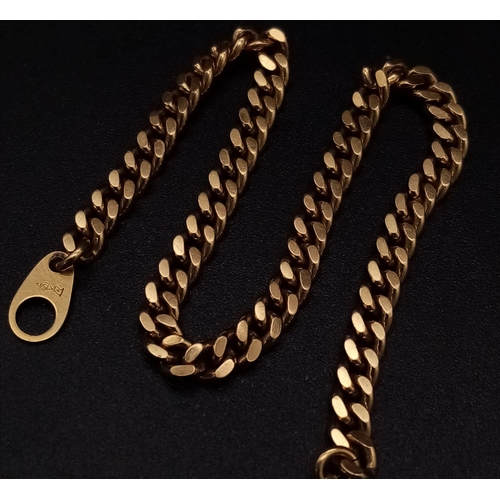 86 - An 18K Yellow Gold Japanese Flat Belcher Link Bracelet. 18cm. 10.28g.