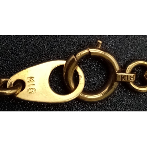 86 - An 18K Yellow Gold Japanese Flat Belcher Link Bracelet. 18cm. 10.28g.