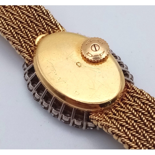 567 - A Vacheron-Constantin 18K Yellow Gold and Diamond Ladies Watch. Gold bracelet and oval case - 15mm. ... 