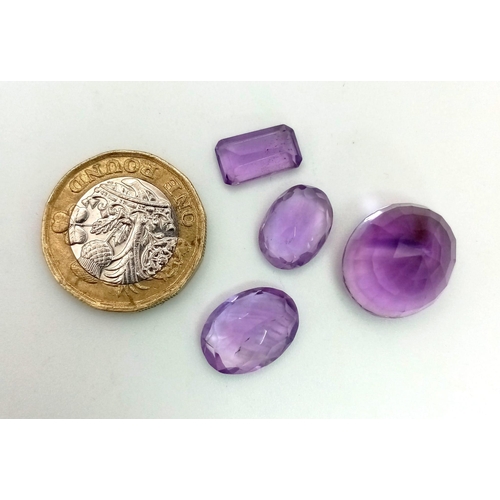 1309 - A Lot of 4 Natural Amethysts. Include: A 20.55ct Oval, A 2.95ct Rectangle cut,  A 4.15ct Oval, and A... 