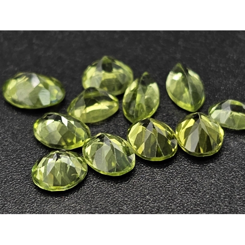 904 - A 9 Ct Faceted Peridot Gemstones. Lot of 11 Pcs. Mixed Shapes. GLI Certificate.