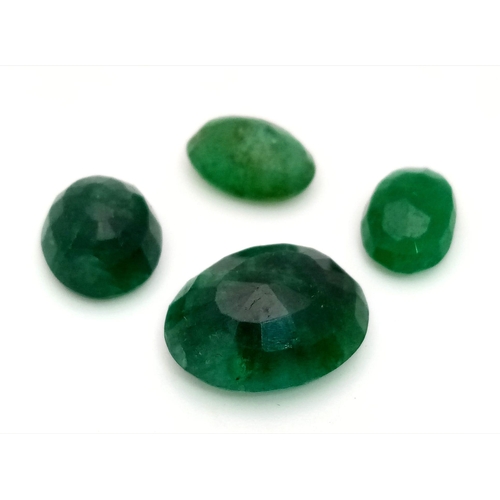 951 - A 27.30ct Natural Emerald Lot. 4pcs. Oval shapes. Cabochon.