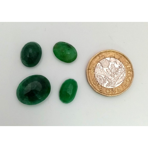 951 - A 27.30ct Natural Emerald Lot. 4pcs. Oval shapes. Cabochon.