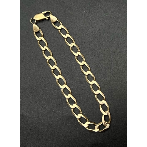 474 - A Vintage 9K Yellow Gold Flat Link Bracelet. 19cm. 7.2g