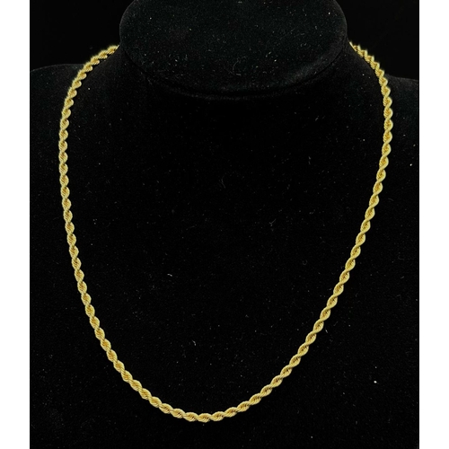 1140 - An Italian 9K Yellow Gold Rope-Twist Necklace. 40cm. 3.04g