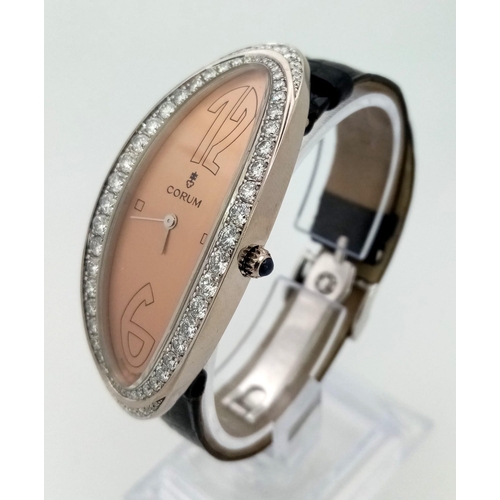 120 - A very special 18 K white gold CORUM Lady's Millennium 2000 Limited edition (No 31) watch. Oval case... 