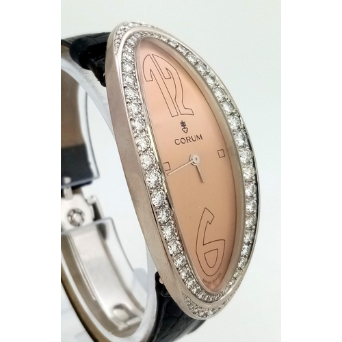 120 - A very special 18 K white gold CORUM Lady's Millennium 2000 Limited edition (No 31) watch. Oval case... 