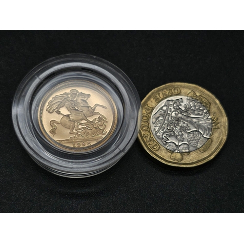 204 - A 1998 Royal Mint 22K Gold Half Sovereign Coin. This limited edition proof coin ( No. 1731) comes in... 