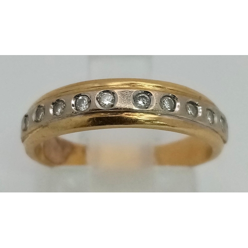 357 - A 14 K yellow gold half eternity ring with diamonds. Size: J, weight: 2.8 g. REF: 00004362