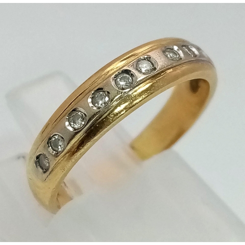 357 - A 14 K yellow gold half eternity ring with diamonds. Size: J, weight: 2.8 g. REF: 00004362