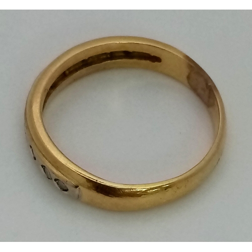 357 - A 14 K yellow gold half eternity ring with diamonds. Size: J, weight: 2.8 g. REF: 00004362