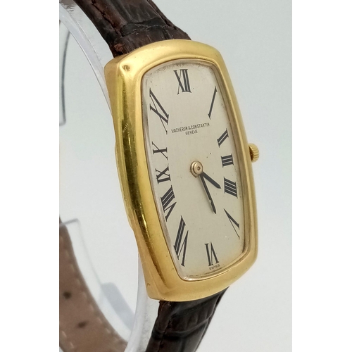 456 - An 18 K  yellow gold Vacheron & Constantin watch. 35 x 23 mm case, white dial with black roman numer... 