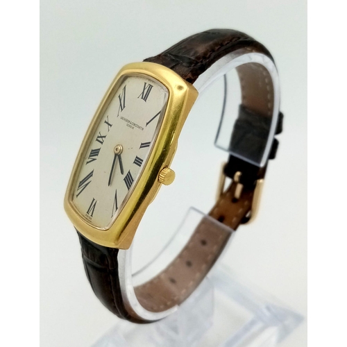 456 - An 18 K  yellow gold Vacheron & Constantin watch. 35 x 23 mm case, white dial with black roman numer... 