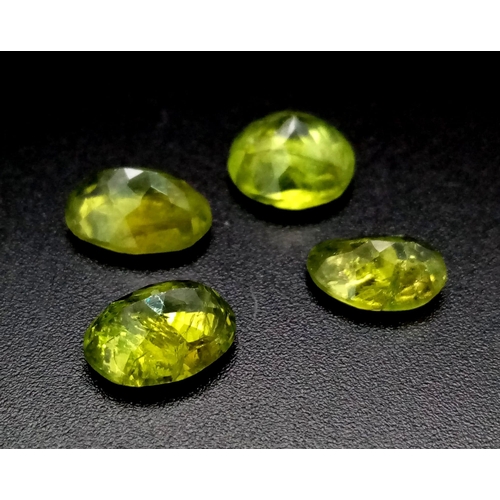 475 - A 10.55ct Natural Pakistan Peridot Lot . Oval Cut. Including 4pcs.