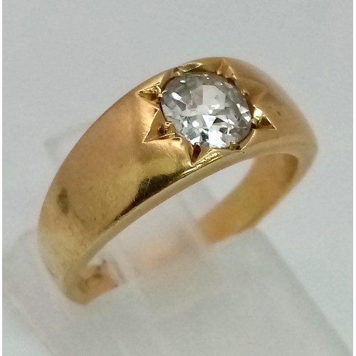 71 - An 18 K yellow gold cygnet diamond ring, size: J, weight: 5.9 g. REF: 00004335