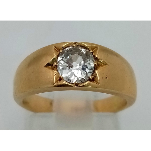 71 - An 18 K yellow gold cygnet diamond ring, size: J, weight: 5.9 g. REF: 00004335