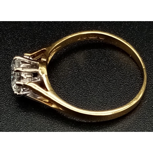 124 - An 18K Yellow Gold Diamond (0.9ct) Solitaire Ring. SI/- F/G round brilliant cut. Size L 1/2. 2.73g t... 