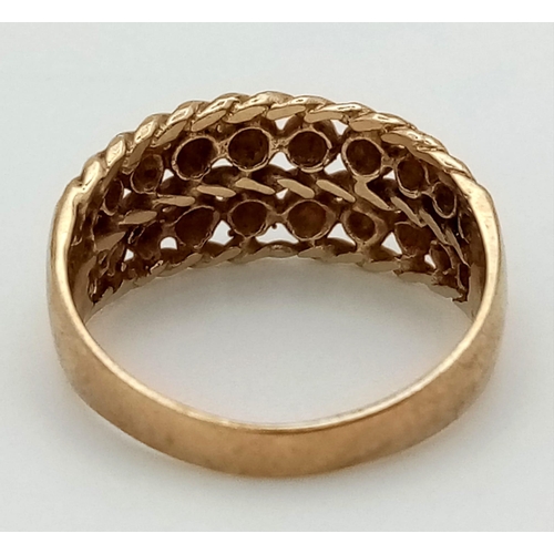 1297 - A Vintage 9K Yellow Gold Double-Row Keeper Ring. Size M.
3.03g