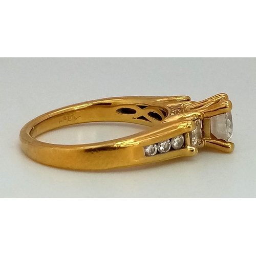 240 - An 18K Yellow Gold Diamond Ring. 0.71ct round brilliant cut diamond with VS2 clarity and G colour gr... 