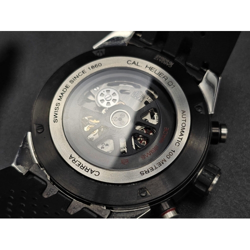 156 - A Tag Heuer Carrera Skeleton Chronograph Gents Watch. Black rubber strap. Steel and ceramic case - 4... 