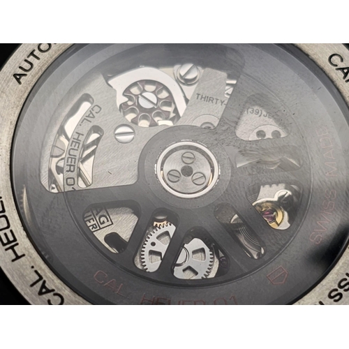 156 - A Tag Heuer Carrera Skeleton Chronograph Gents Watch. Black rubber strap. Steel and ceramic case - 4... 